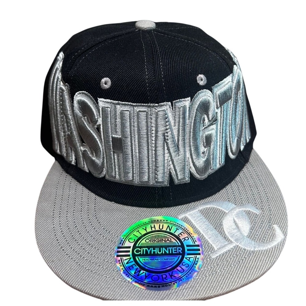 Washington‎ DC Word Art Snapback black grey white